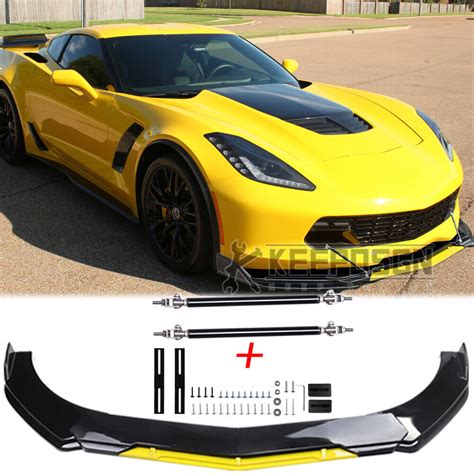 For Chevy Corvette C7 Zr1 C8 C6 Z06 C5 Front Bumper Lip Splitter Glossy Yellow Ebay