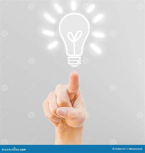 Finger Touch Light Bulb Royalty Free Stock Photography - Image: 22466147