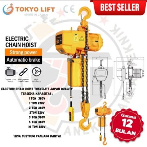 Jual Electric Chain Hoist 1 Ton X 12 Meter 3 Phase TOKYOLIFT JAPAN