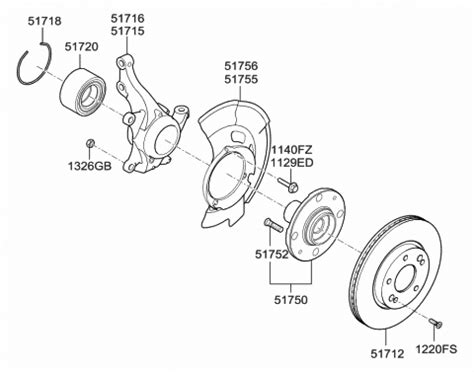 51750 A5000 Genuine Hyundai HUB ASSEMBLY FRONT WHEEL