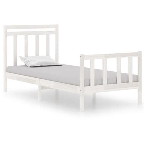 Omabeta Lits Accessoires Cadre De Lit Blanc Bois Massif 90x190 Cm