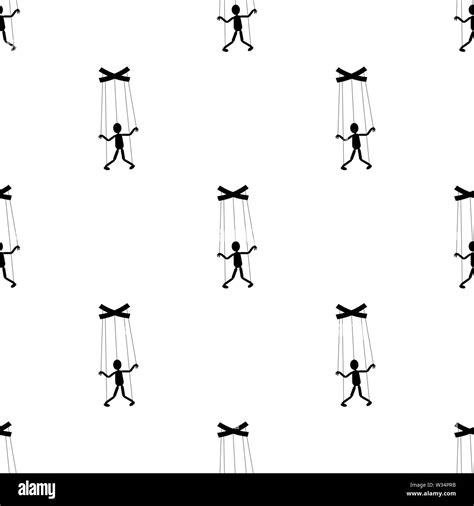 Seamless Pattern With Puppet Or Marionette Icon On White Background