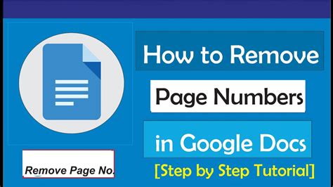 How To Remove Page Numbers In Google Docs Youtube