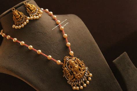 Lakshmi Pendant Set With Orange Beads Moksha Accessories