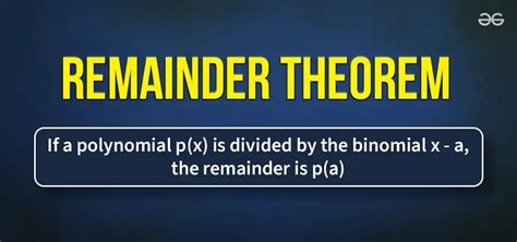 Remainder Theorem Definition Formula Proof With Examples