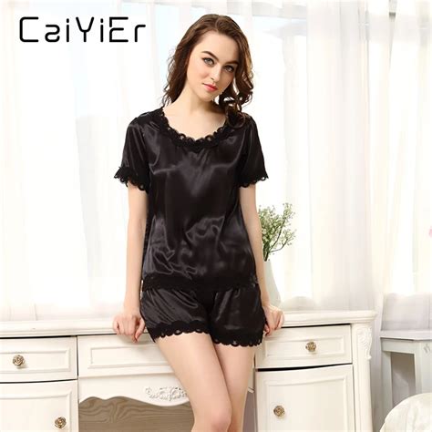 Caiyier Women Lace Pajamas 2018 Summer Pajamas Set Clothes Fashion Shorts Night Suit Casual