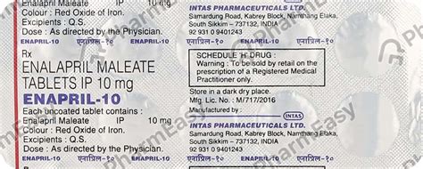 Enapril 10 Mg Tablet 10 Uses Side Effects Price And Dosage Pharmeasy