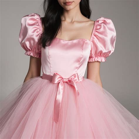 Fluffy Pink Satin Sissy Puff Dress | Stable Diffusion Online