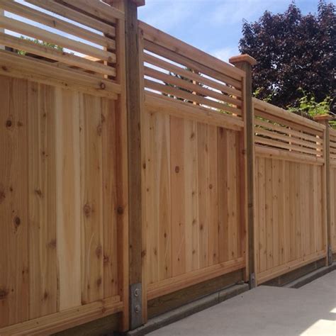 6 Ft X 8 Ft Premium Cedar Venetian Top Fence Panel With Stained Spf Frame Actual Size 68 3 8 In