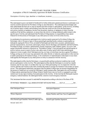 Fillable Online Providence Voluntary Waiver Form Pdf Providence