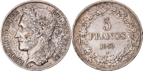 Belgium Francs Frank Coin Leopold I Silver Km Ef