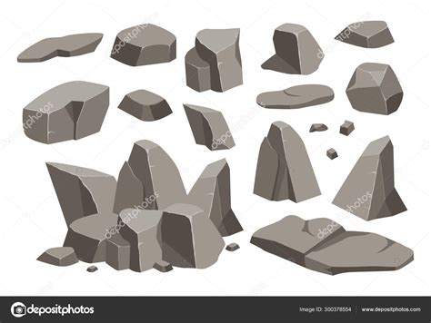 Rock Stone Big Set Cartoon — Stock Vector © Kingvector 300378554