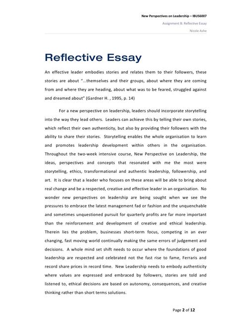 Reflective Essays Samples