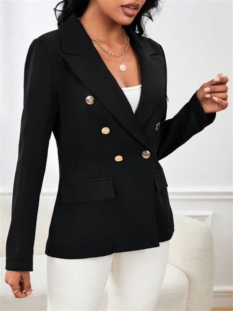 Shein Privé Peak Collar Double Breasted Blazer Shein Usa