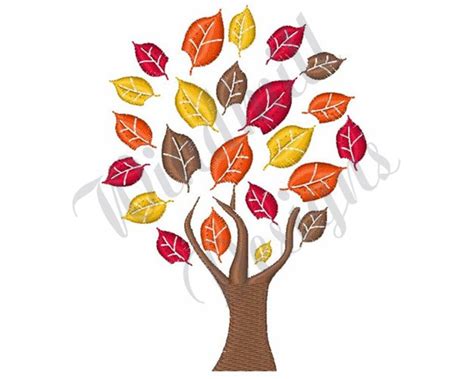 Fall Leaves Tree Machine Embroidery Design Embroidery Designs Machine