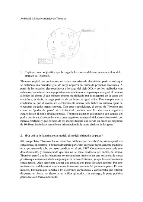 Solution Modelo At Mico De Thomson Y Utilidad Del Segundo Postulado De