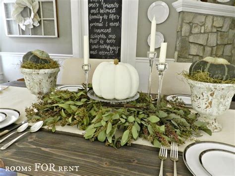 Elegant Thanksgiving Tablescape With White Pumpkins And Eucalyptus