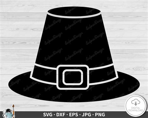 Pilgrim Hat SVG Clip Art Cut File Silhouette Instant Digital Download ...