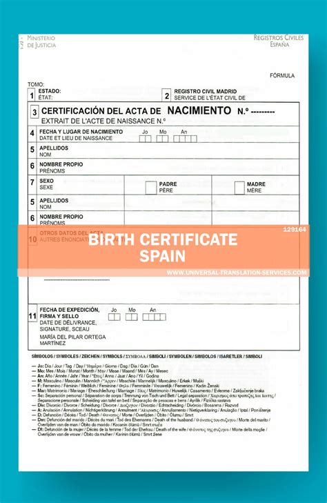 Spanish Birth Certificate Template