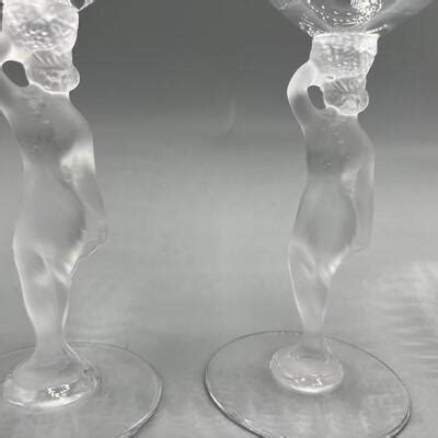 Bayel Crystal Bacchante Frosted Glass Nude Stem Champagne Drinking Cups