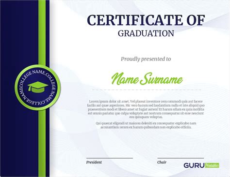 Free Certificate of Graduation Template – Guru Printables