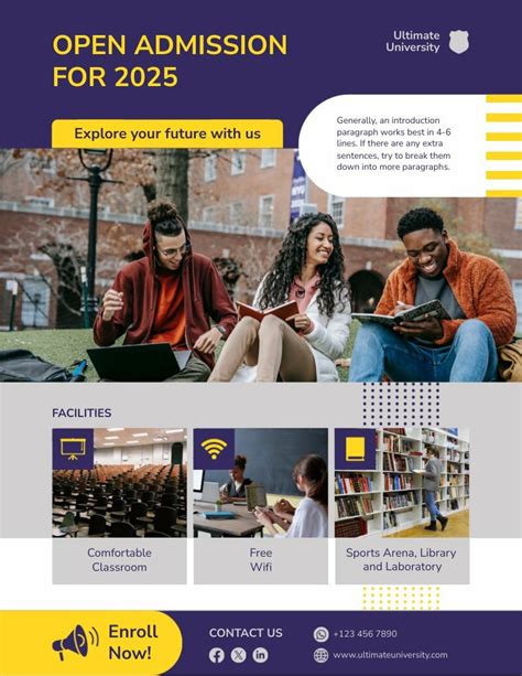 University Admission Free Flyer Template Piktochart