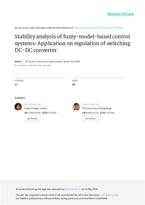 Pdf Stability Analysis Of Fuzzy Model Based Control Systems Linear