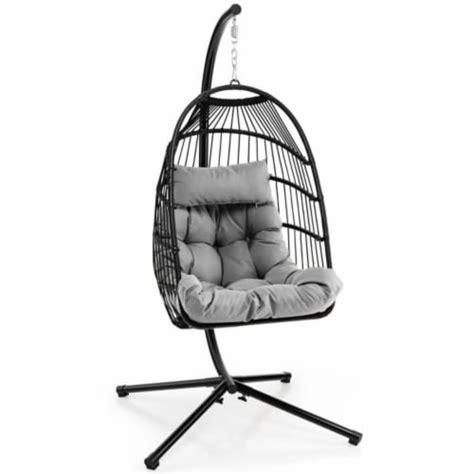 Hivvago Patio Hanging Egg Chair With Stand Waterproof Cover And Folding