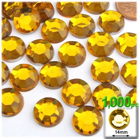 Rhinestones Flatback Round 14mm 1000 Pc Golden Yellow The Crafts