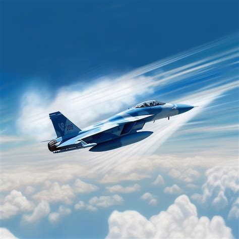 Premium Photo A Fighter Jet Is Flying Through The Clouds And Is