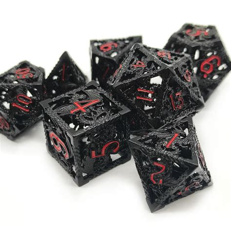 Dragon Metal Hollow Dice Setmetal Polyhedral Dice 7pcs Etsy