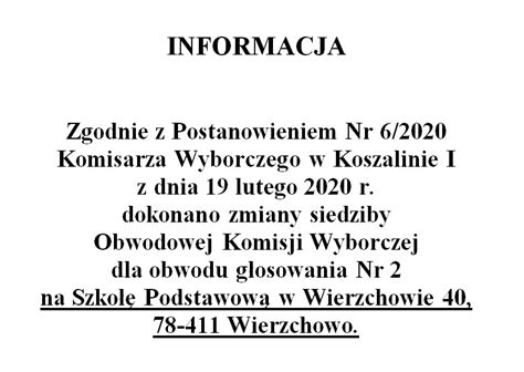 Zmiana Siedziby Obwodowej Komisji Wyborczej W Sporem Aktualno Ci