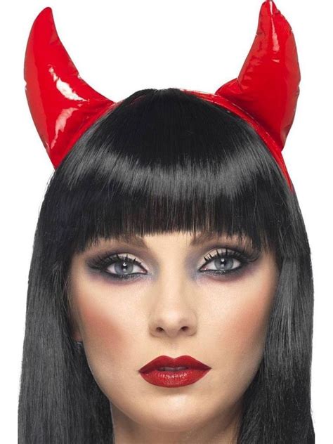 Hen Night Fancy Dress Halloween Red Devil Devils Pvc Horns And Headband