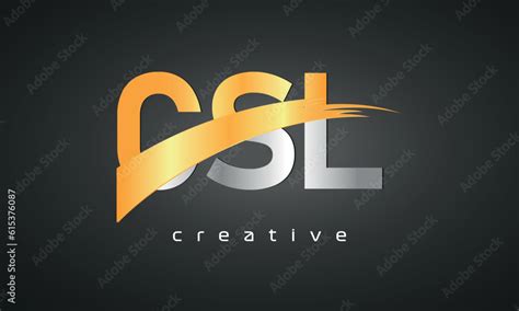 CSL Letters Logo Design With Creative Intersected And Cutted Stock