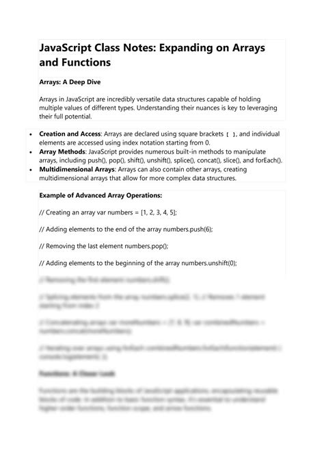 Solution Javascript Class Notes 3 Expanding On Arrays And Functions