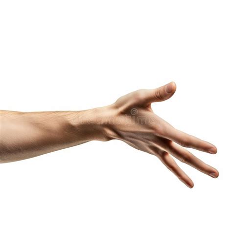 extended human hand  white background stock illustration