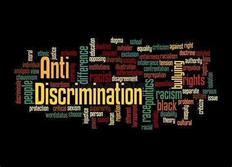 Word Cloud With ANTI DISCRIMINATION Concept Isolated On A Black