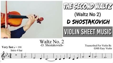 Free Sheet The Second Waltz Shostakovich Violin Sheet Music Youtube