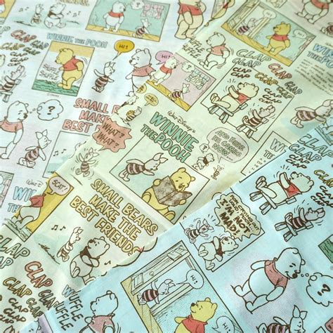 Winnie The Pooh Comic Strip Printed Fabric Made Etsy