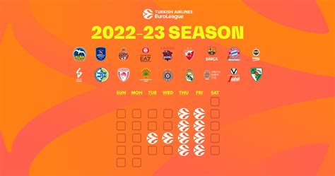 Euroleague Basketball Calendar Shel Lilian