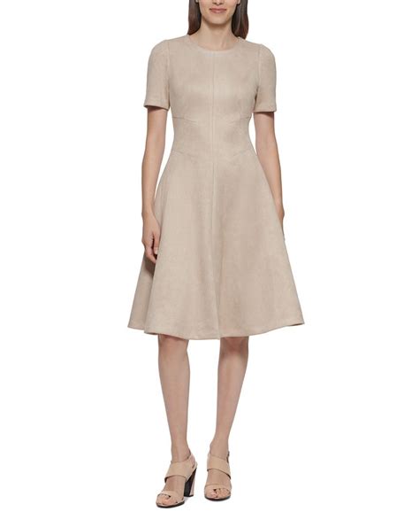 Calvin Klein Faux Suede A Line Dress Macys