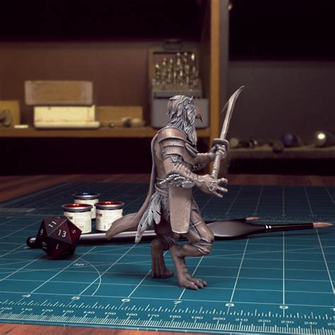 3D Printable DnD Heroes Kenku Fighter Male Pre Supported By