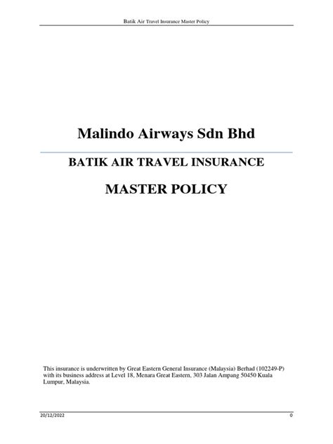 Batik Air Policy Wording Pdf Insurance Nursing