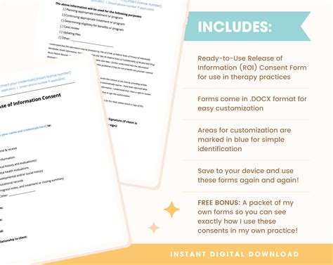 Release Of Information Roi Consent Form For Therapists Counselors