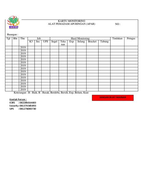 Kartu Monitoring Apar Pdf