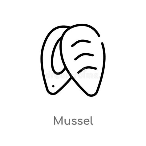 Outline Mussel Vector Icon Isolated Black Simple Line Element