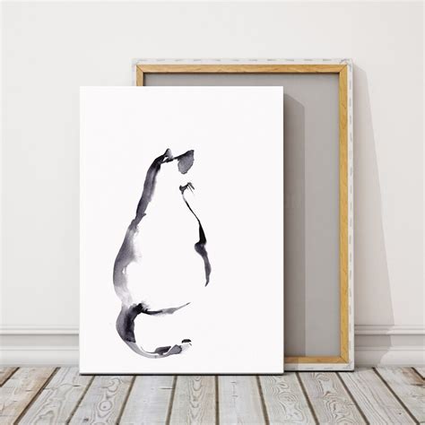 Cat Art Print Watercolor Painting Of Cat Minimalist Cat Etsy