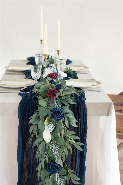 Rustic Gauze Cheesecloth Table Runner W X Ft Colors Navy