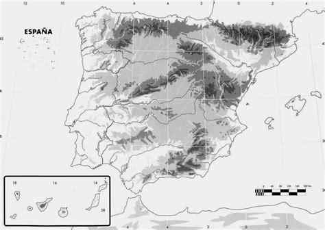 Mapa Mudo De España En Relieve