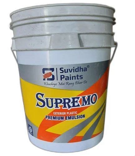 Suvidha Paints Supremo Exterior Emulsion Paint Packaging Size Bucket